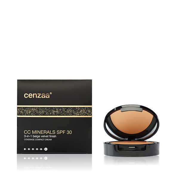 Cenzaa 3-IN-1 Covorage Compact Cream Beige Velvet Finish